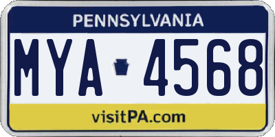 PA license plate MYA4568