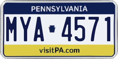 PA license plate MYA4571