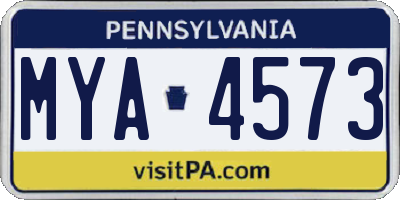 PA license plate MYA4573