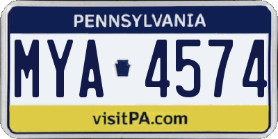 PA license plate MYA4574