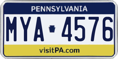 PA license plate MYA4576