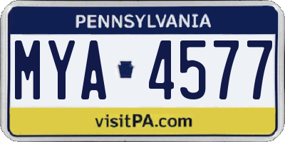 PA license plate MYA4577