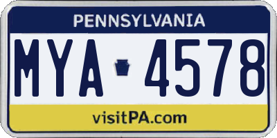 PA license plate MYA4578