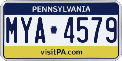 PA license plate MYA4579