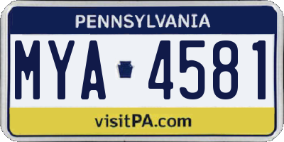 PA license plate MYA4581