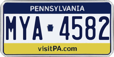 PA license plate MYA4582