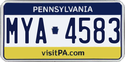 PA license plate MYA4583