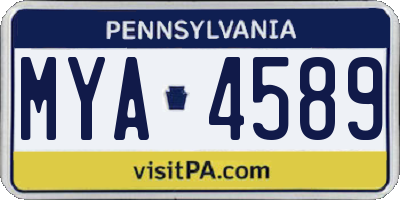 PA license plate MYA4589