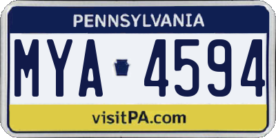 PA license plate MYA4594