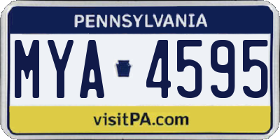 PA license plate MYA4595