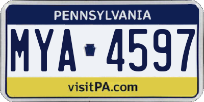 PA license plate MYA4597