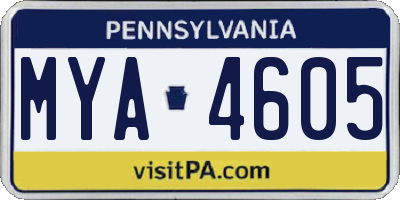 PA license plate MYA4605