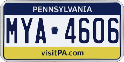 PA license plate MYA4606