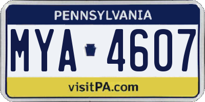 PA license plate MYA4607