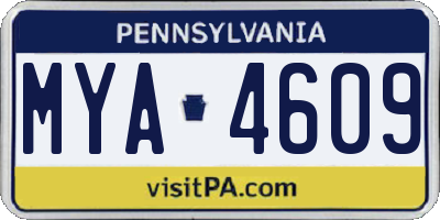 PA license plate MYA4609