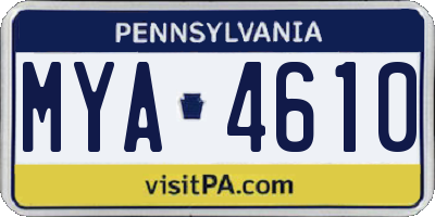 PA license plate MYA4610
