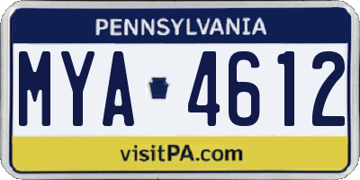 PA license plate MYA4612