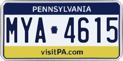 PA license plate MYA4615