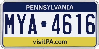 PA license plate MYA4616