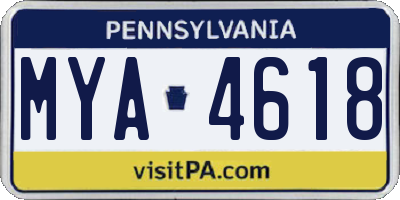 PA license plate MYA4618