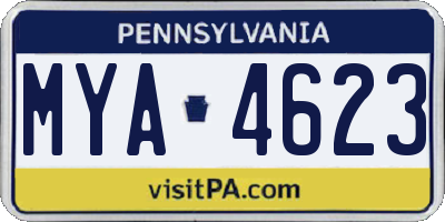 PA license plate MYA4623
