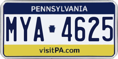 PA license plate MYA4625