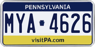 PA license plate MYA4626