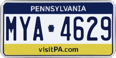 PA license plate MYA4629
