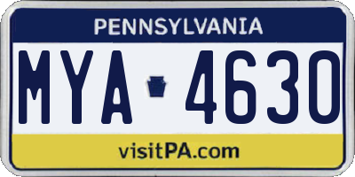 PA license plate MYA4630