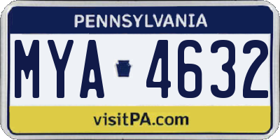 PA license plate MYA4632