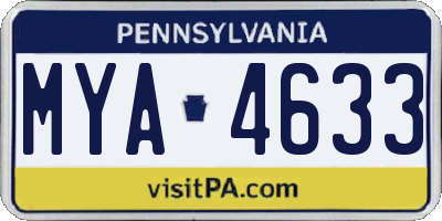 PA license plate MYA4633