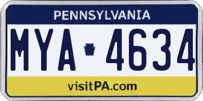 PA license plate MYA4634