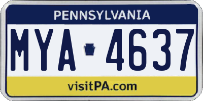 PA license plate MYA4637