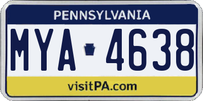 PA license plate MYA4638