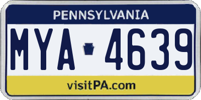 PA license plate MYA4639