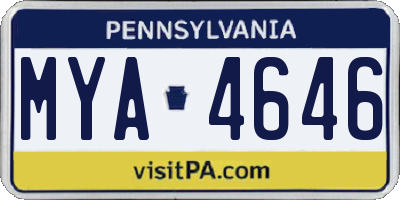 PA license plate MYA4646