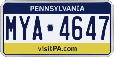 PA license plate MYA4647