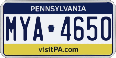 PA license plate MYA4650
