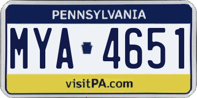 PA license plate MYA4651