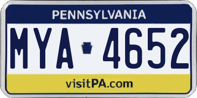 PA license plate MYA4652