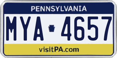 PA license plate MYA4657