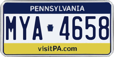 PA license plate MYA4658