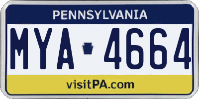 PA license plate MYA4664
