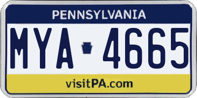 PA license plate MYA4665
