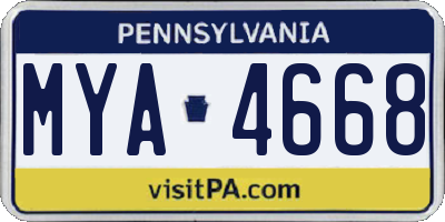 PA license plate MYA4668