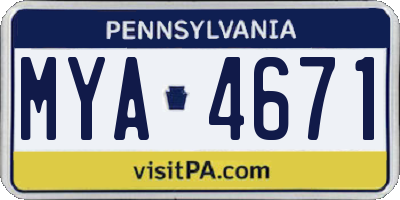 PA license plate MYA4671