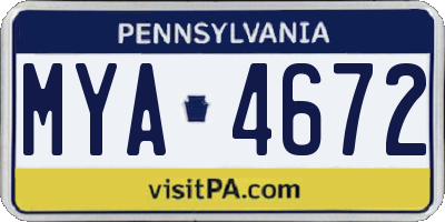 PA license plate MYA4672