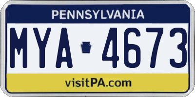 PA license plate MYA4673