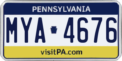 PA license plate MYA4676