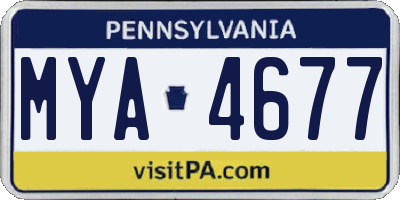 PA license plate MYA4677